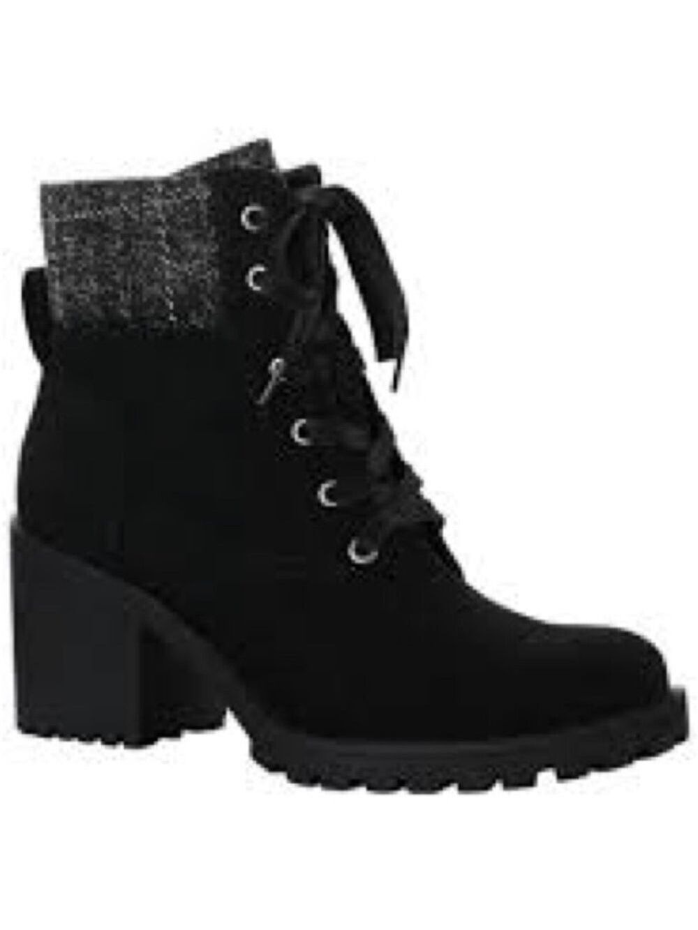 Women’s Sun + Stone Romina Black Faux Suede Lace Up Boots Size 11 US!